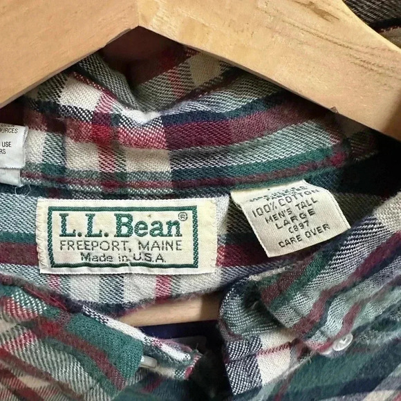 Vintage L.L Bean USA Made Plaid Flannel Large - Picture 3 of 4